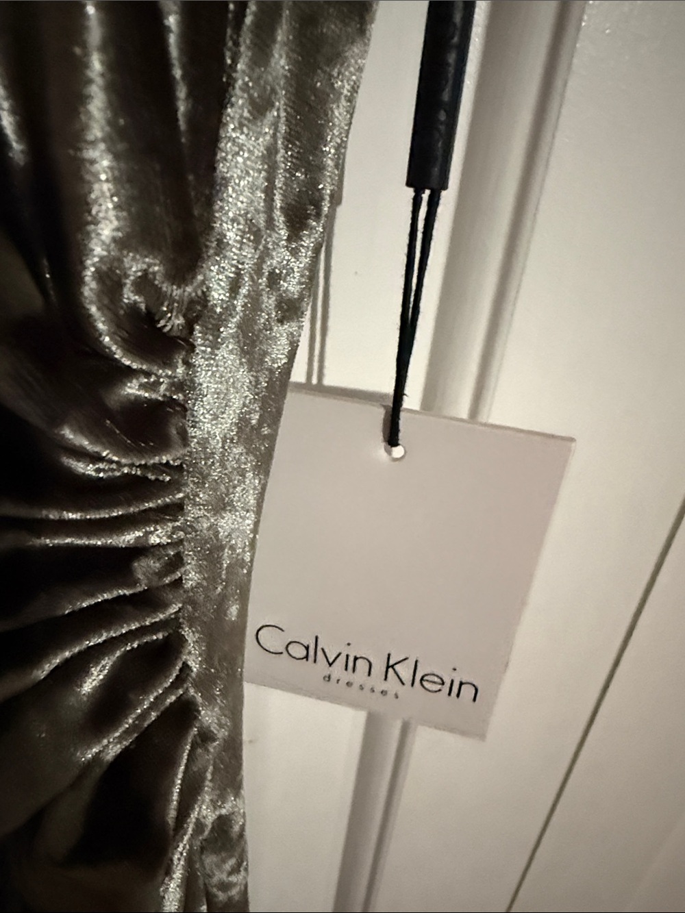 Calvin Klein Green/Silver Crushed Velvet Maxi Dress - Picture 5 of 5